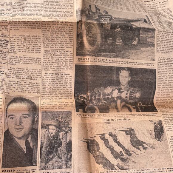 The Gettysburg Times Newspaper Vintage 1941 Pennsylvania Ephemera Collectible - Picture 6 of 14